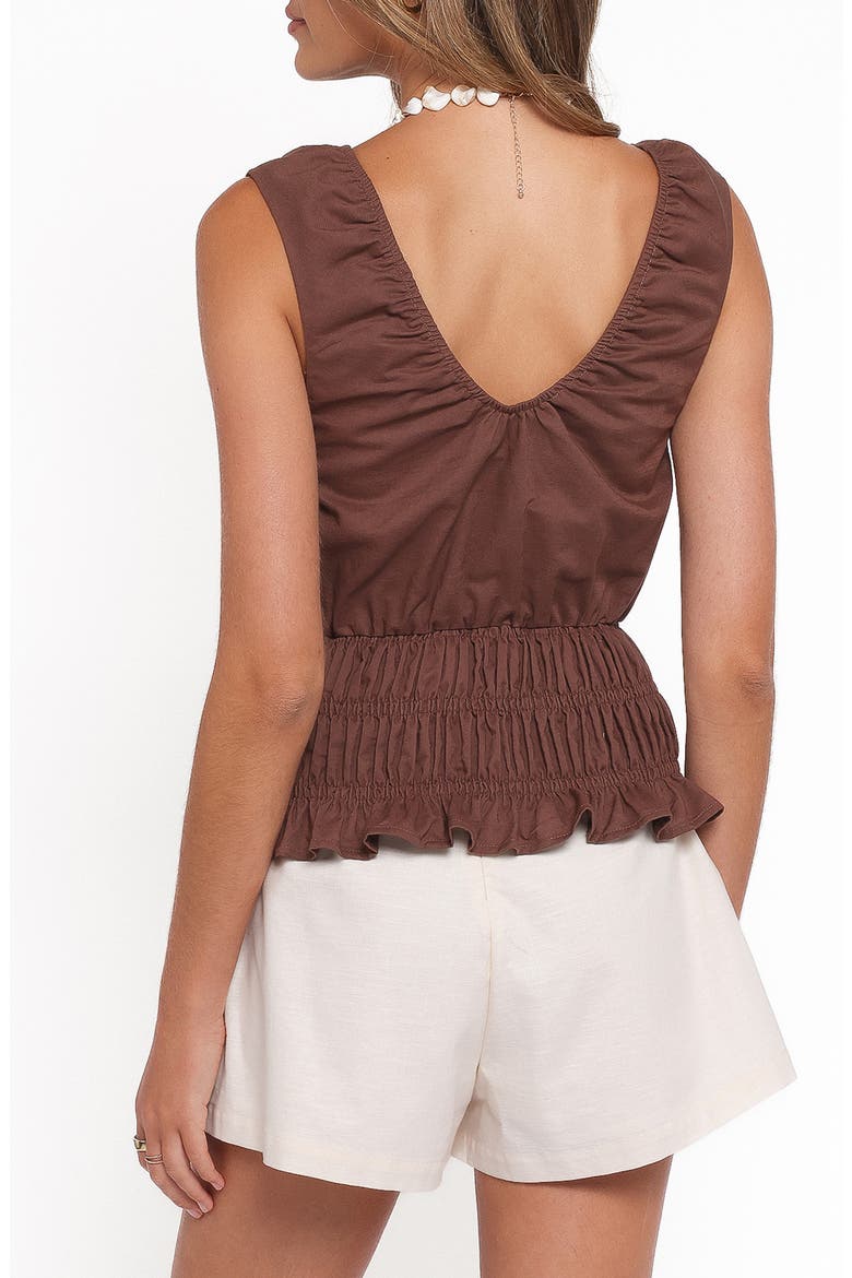 Lucilla Shirred Top, Alternate, color, CHOCOLATE