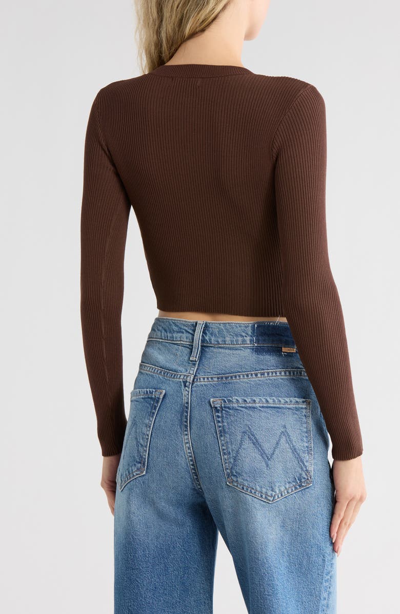 Blu Pepper Button Front Crop Cardigan, Alternate, color, Brown
