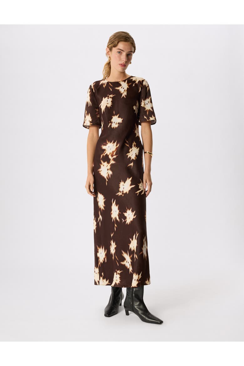Shadow Midi Dress, Main, color, Brwn/Multi