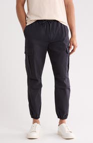DENIM AND FLOWER Navy Cargo Joggers with Zipper Details
