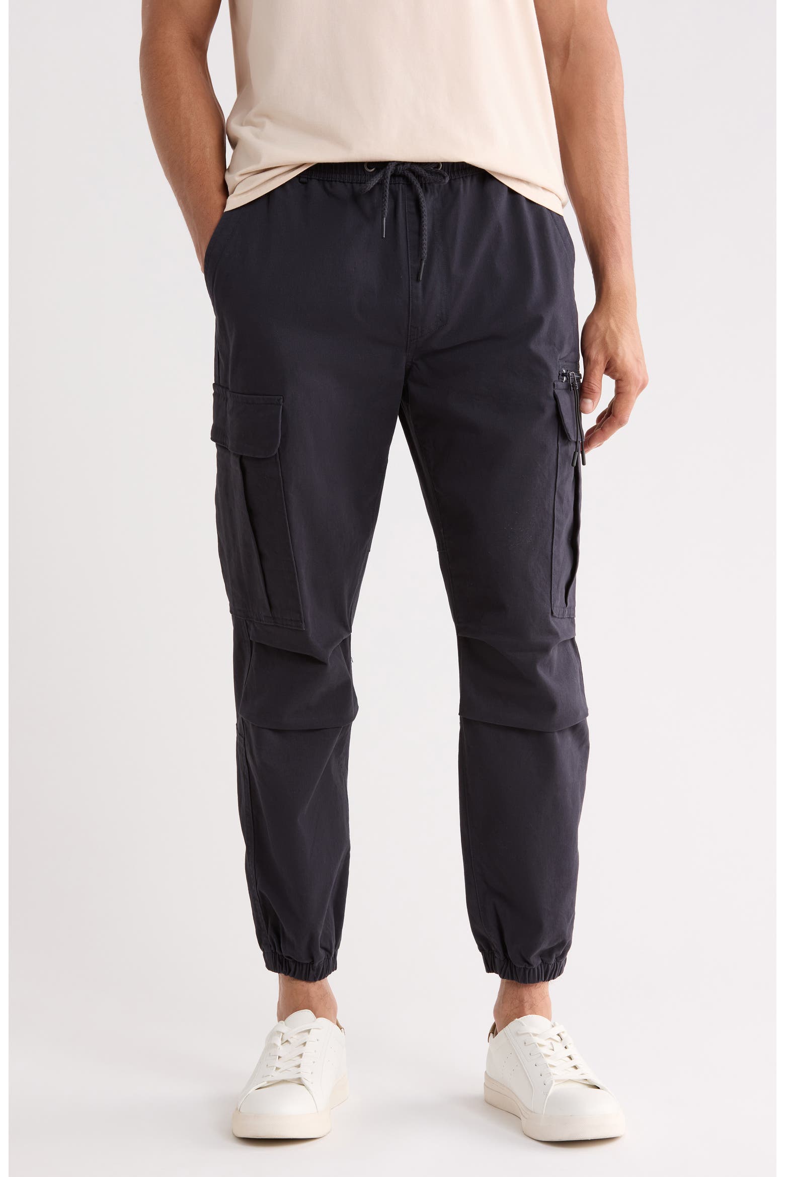 Mavy Rack DENIM AND FLOWER Navy Cargo Joggers with Zipper Details (Men ...