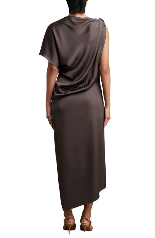 Reiss Kenzie Asymmetric Satin Gown In Black