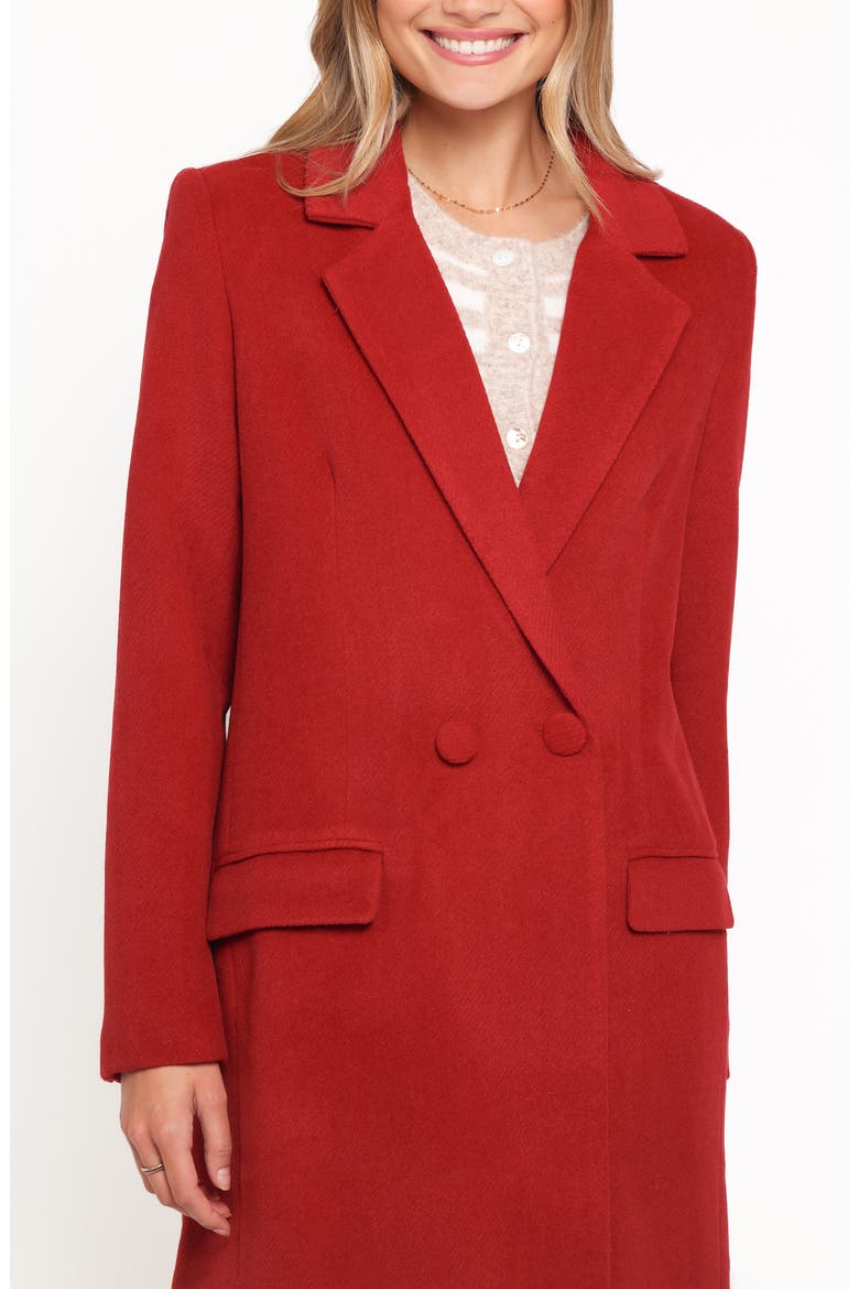 Jett Long Double Breasted Coat, Alternate, color, RED