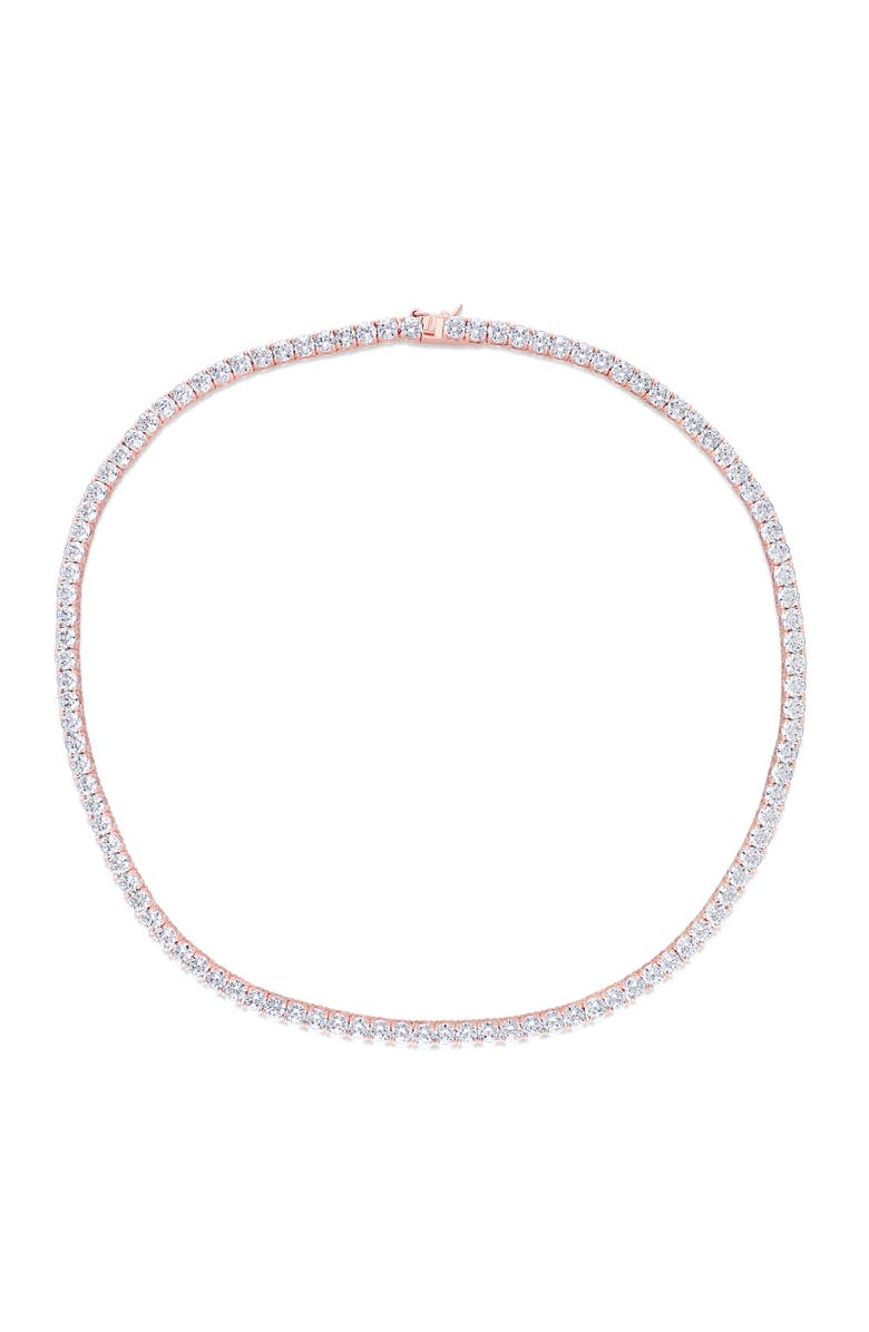 Julianna B. Cubic Zirconia Tennis Necklace Rose-Plated, Alternate, color, Rose-Plated