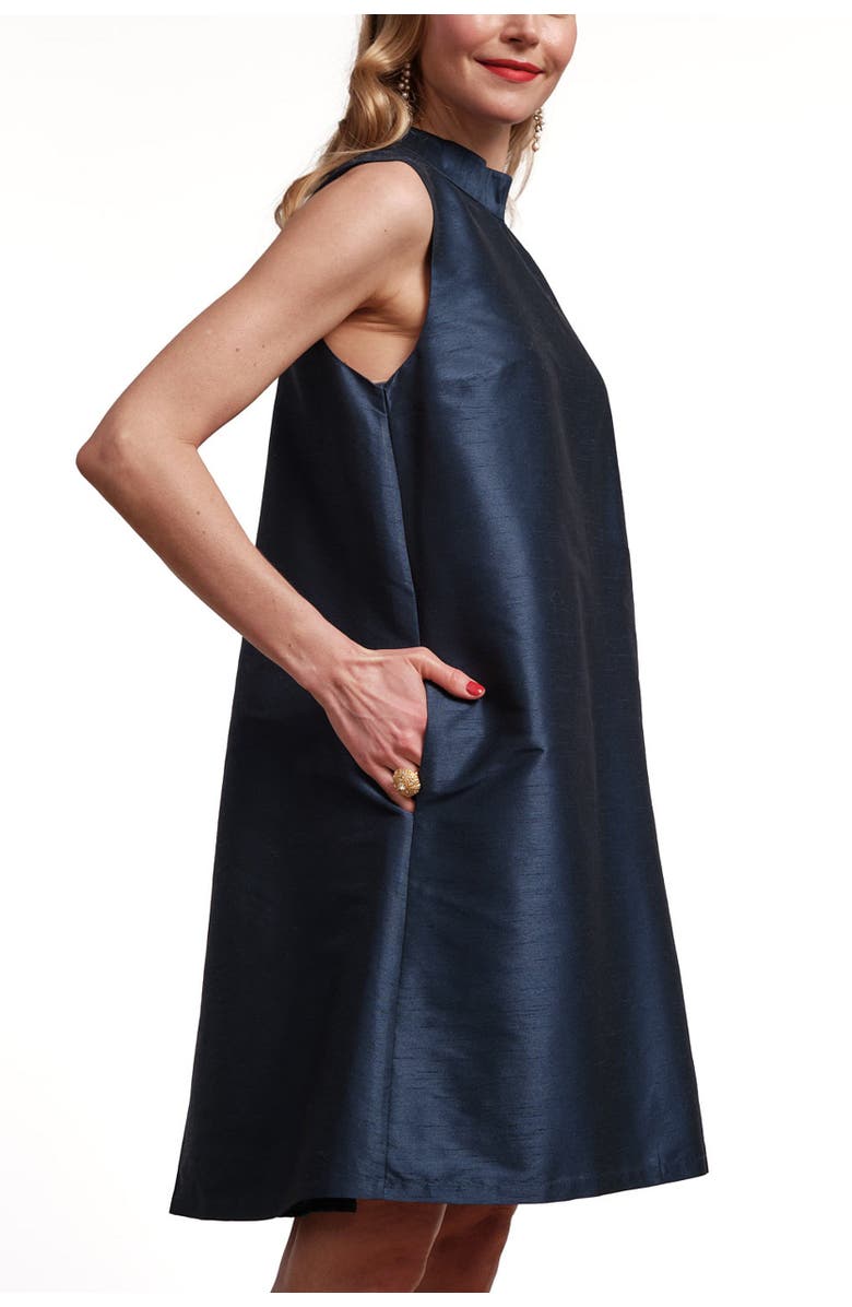 Frances Valentine Diplomat Mini Dress Solid Dupioni, Alternate, color, Navy