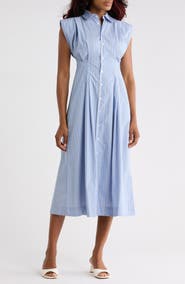 MOTHER The Mint Condition Striped Cotton Midi Shirtdress