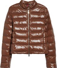 Moncler Papillon Crop Lacquered Nylon Puffer Jacket