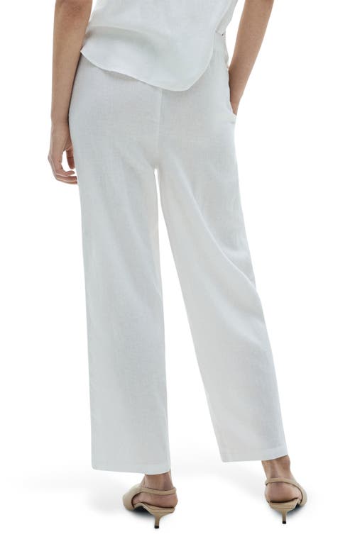 Mango Flowing Tie Waist Wide Leg Pants In White