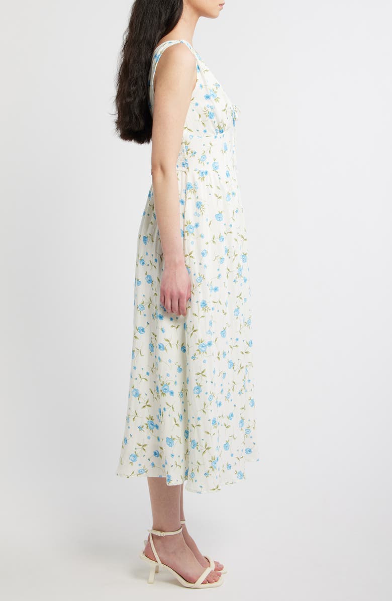 Blu Pepper Floral Print Sleeveless Midi Dress, Alternate, color, Ivory/Blue