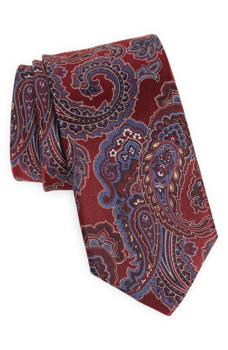 Eton Silk Paisley Tie, Main, color, Pink/Red