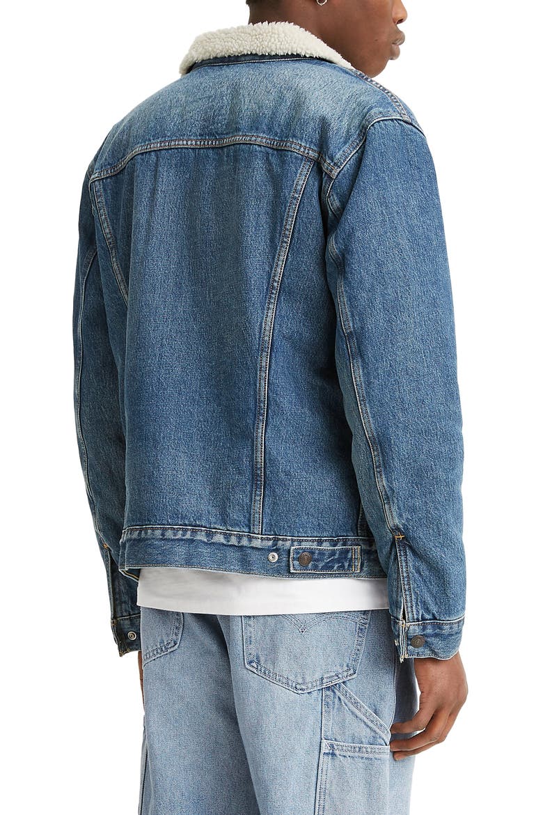 Levis® Fleece Denim Trucker Jacket, Alternate, color, FABLE SHERPA TRUCKER