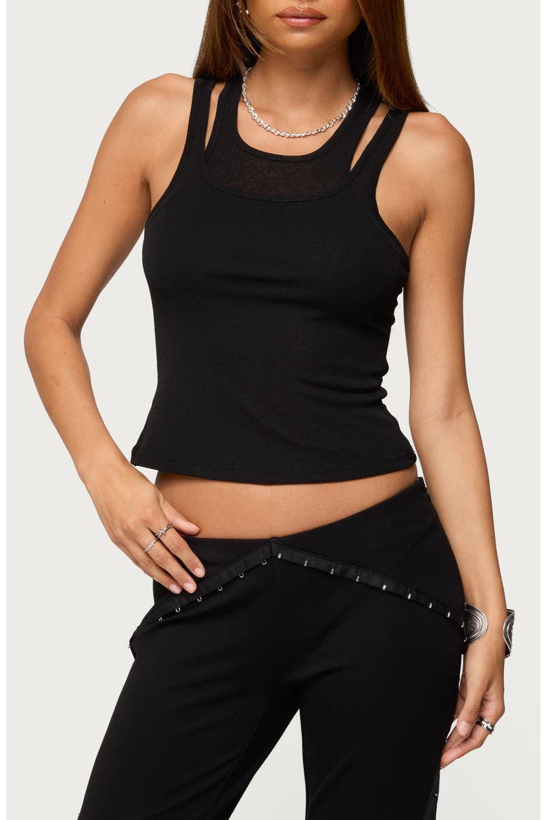 Sammy Layered Crop Tank, Main, color, BLACK