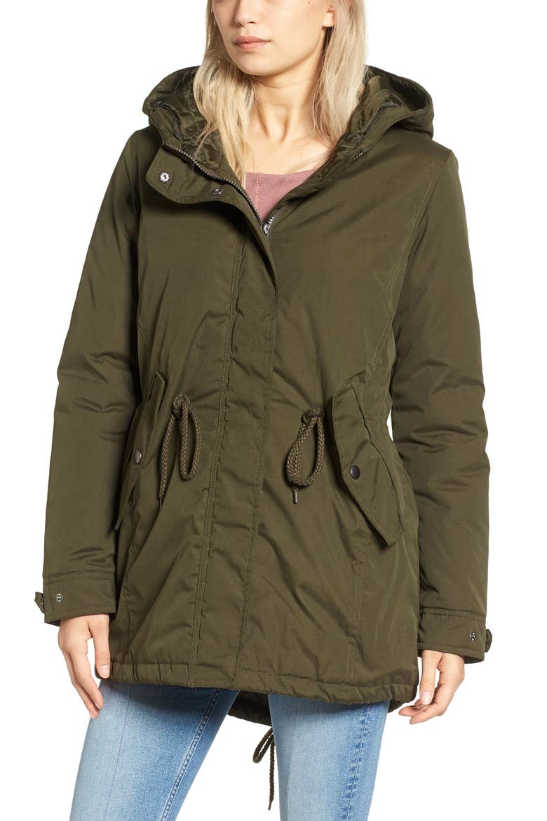 Faux Fur Trim Parka, Alternate, color, OLIVE