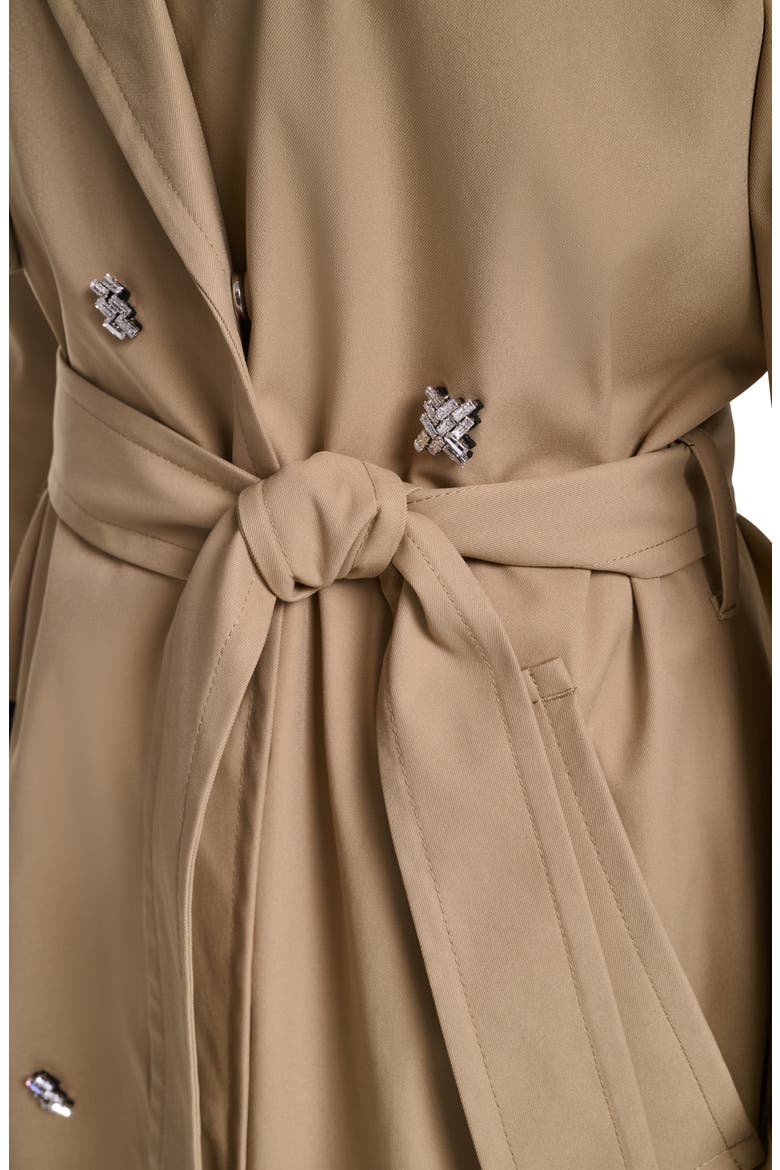 Rhinestone Embellished Short Trench Coat, Alternate, color, KHAKI