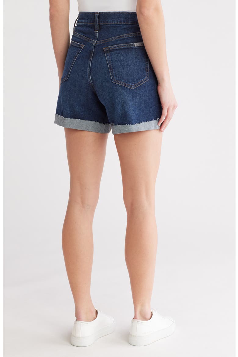 Cuffed High Waist Mid Thigh Denim Shorts, Alternate, color, LATVIA