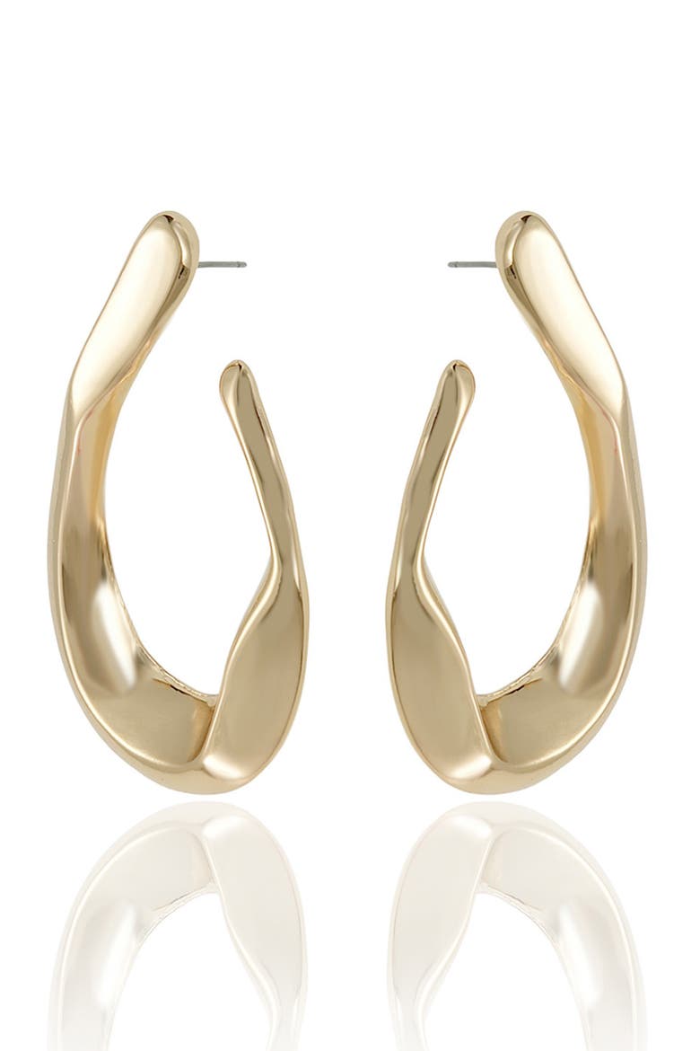 Curved Statement Hoop Earrings, Alternate, color, GOLD