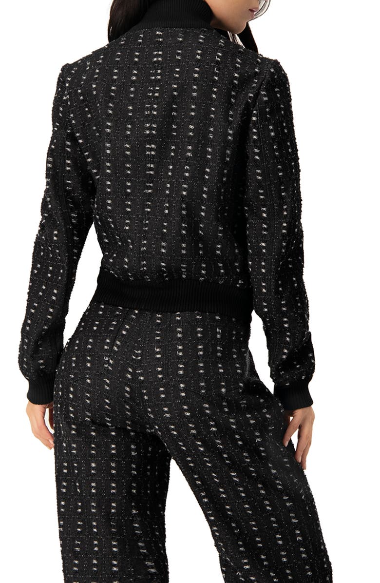 IVONNE Textured Denim Bomber Jacket with Front Zip, Alternate, color, Black