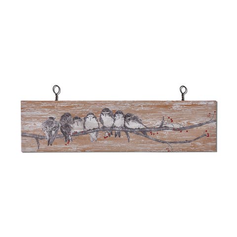 Winter Bird Wall Art Gray Multi Wood Decor for Christmas