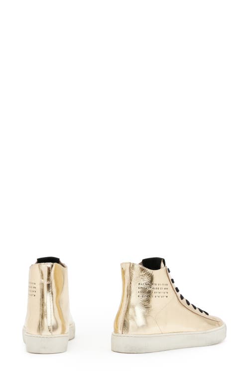 Allsaints Tana Metallic Leather High Top Sneaker In Gold