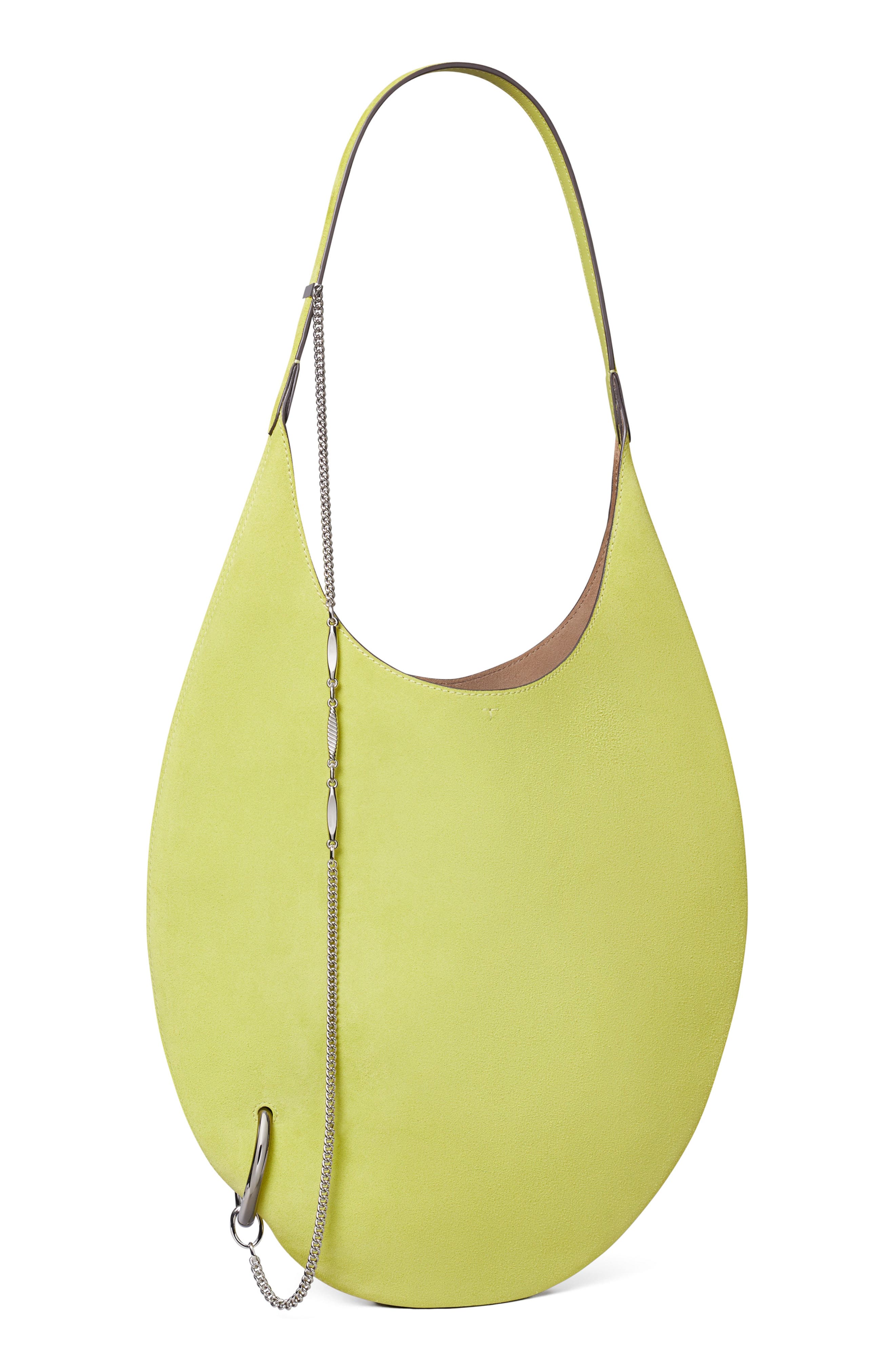Tory Burch Pierced Suede Shoulder Bag, Alternate, color, Citrus Green
