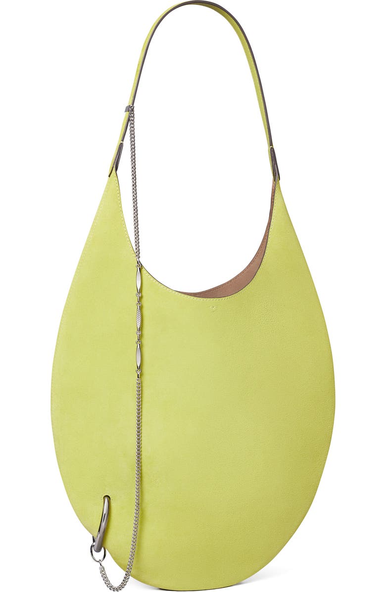 Tory Burch Pierced Suede Shoulder Bag, Alternate, color, Citrus Green