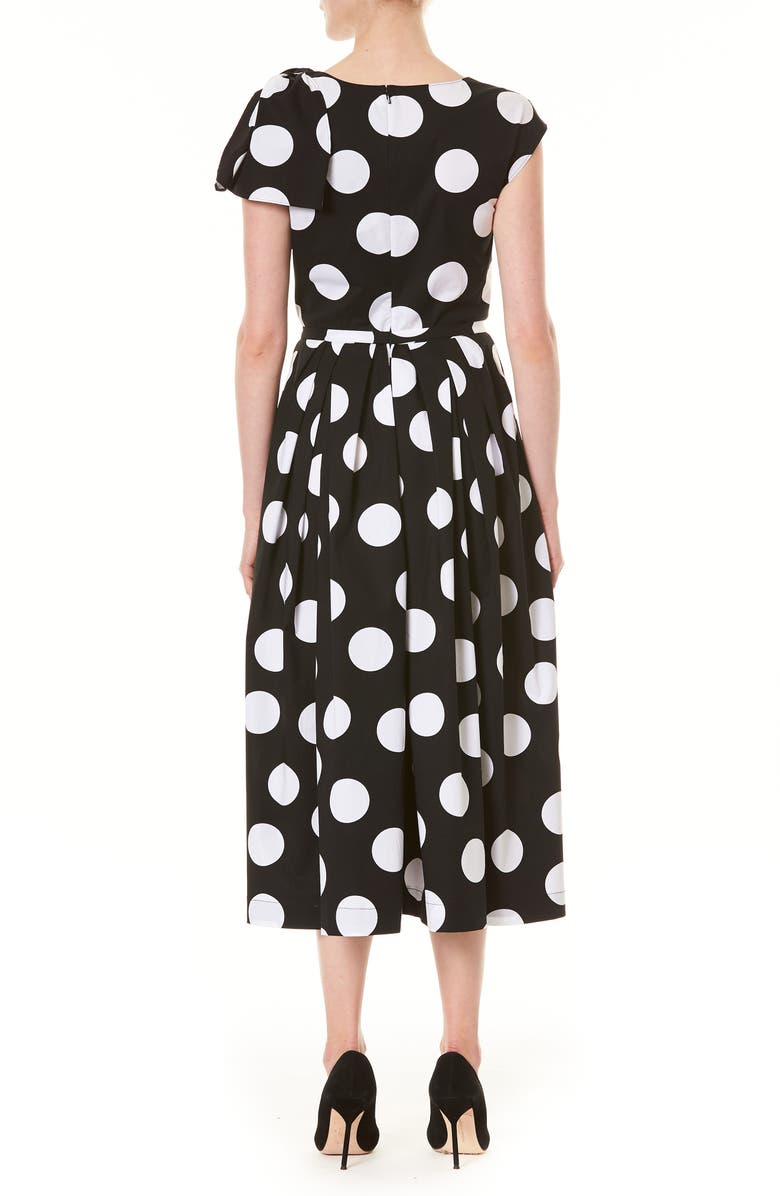 Carolina Herrera Polka Dot Knot Shoulder Midi Dress, Alternate, color, 