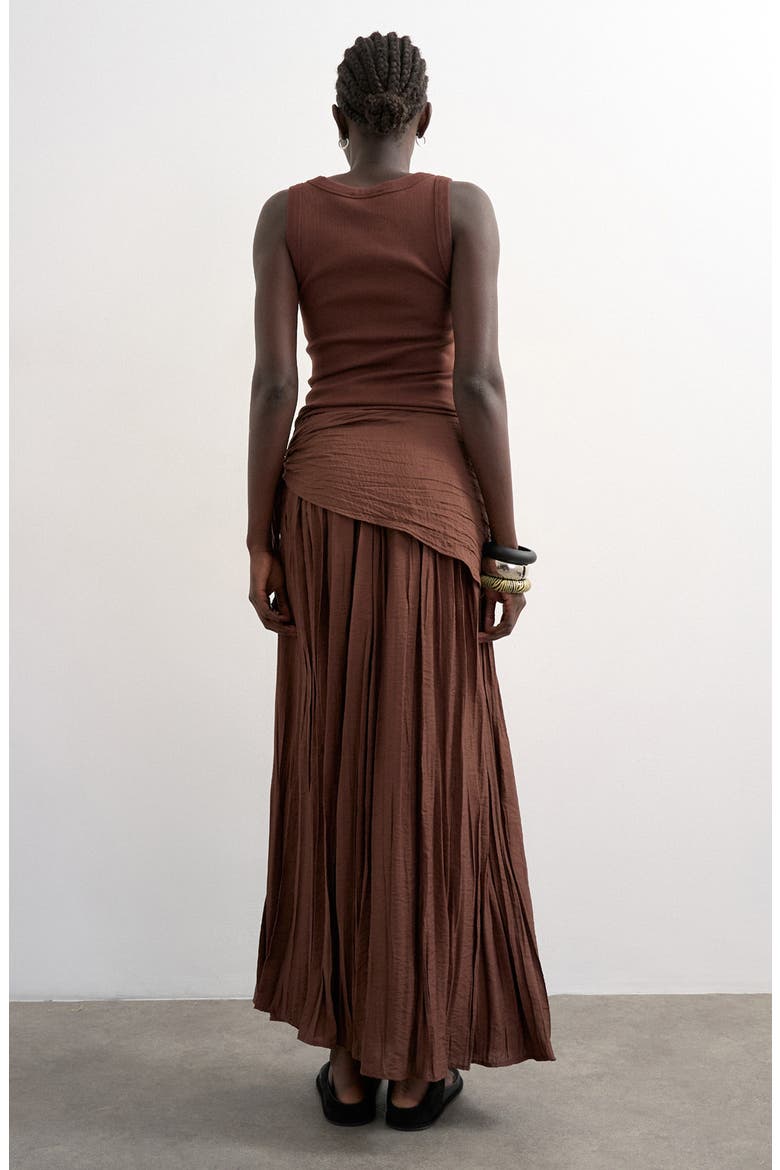Sash Tie Crinkle Maxi Skirt, Alternate, color, BROWN