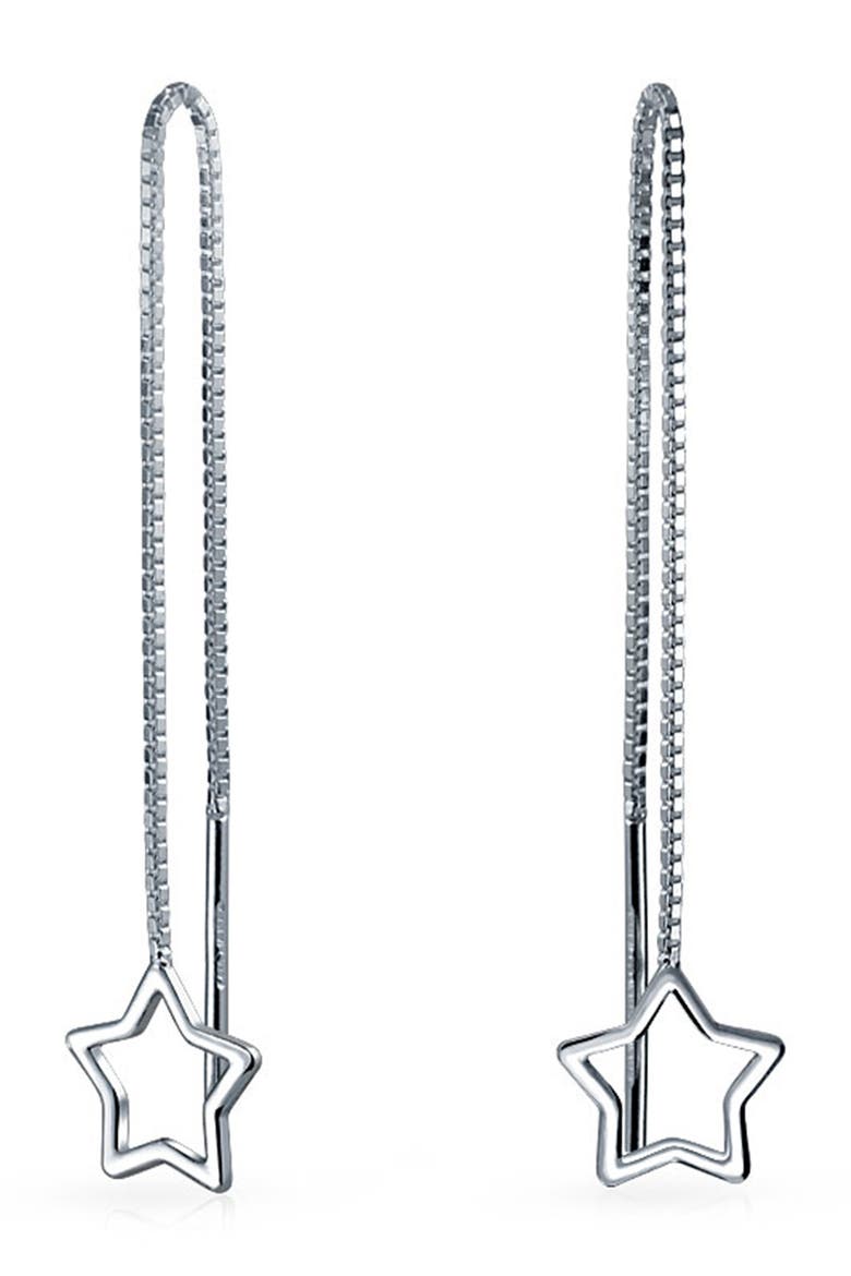 Sterling Silver Star Drop Earrings, Main, color, SILVER