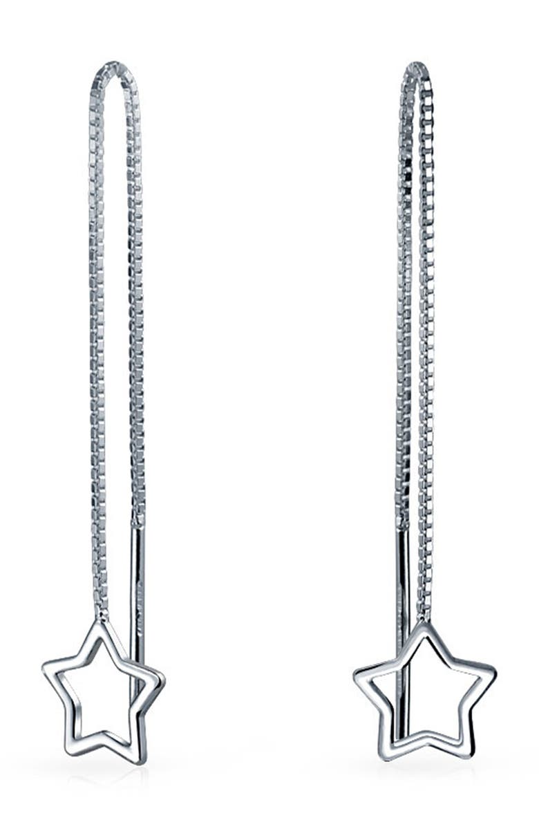 BLING JEWELRY Sterling Silver Star Drop Earrings, Main, color, Silver