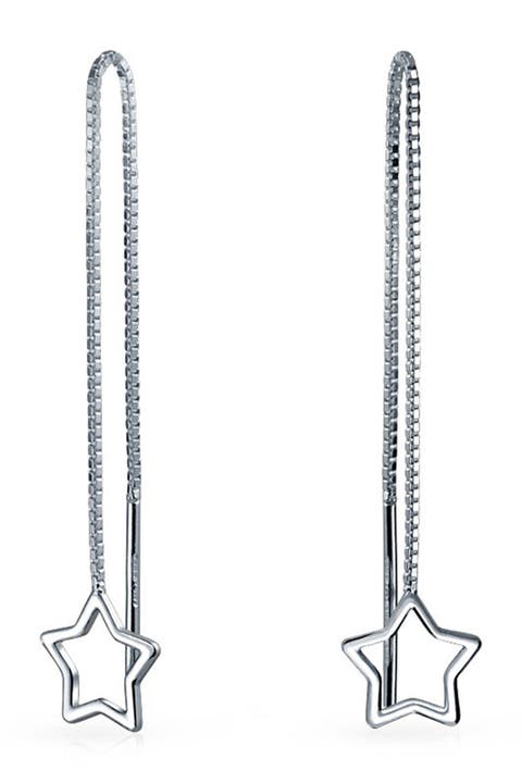 Sterling Silver Star Drop Earrings