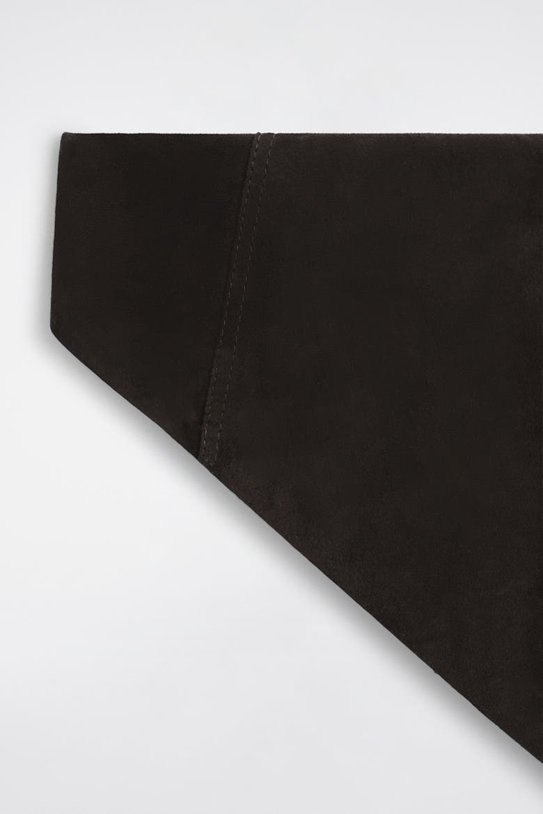 Suede Triangle Scarf, Alternate, color, DARK BROWN
