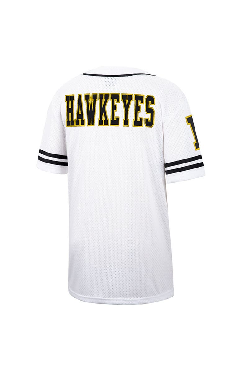 COLOSSEUM Men's Colosseum White Iowa Hawkeyes Free Spirited Mesh Button-Up Baseball Jersey, Alternate, color,