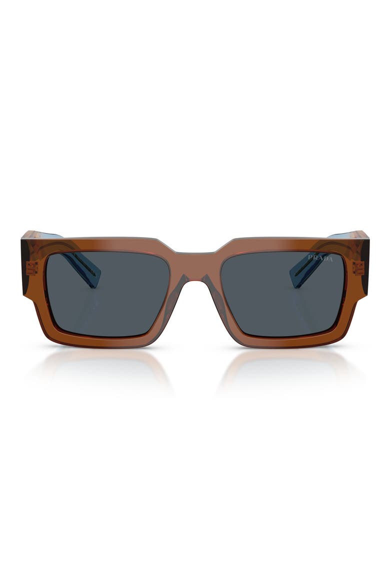 55mm Rectangular Sunglasses, Main, color, CHOCOLATE / DARK GREY