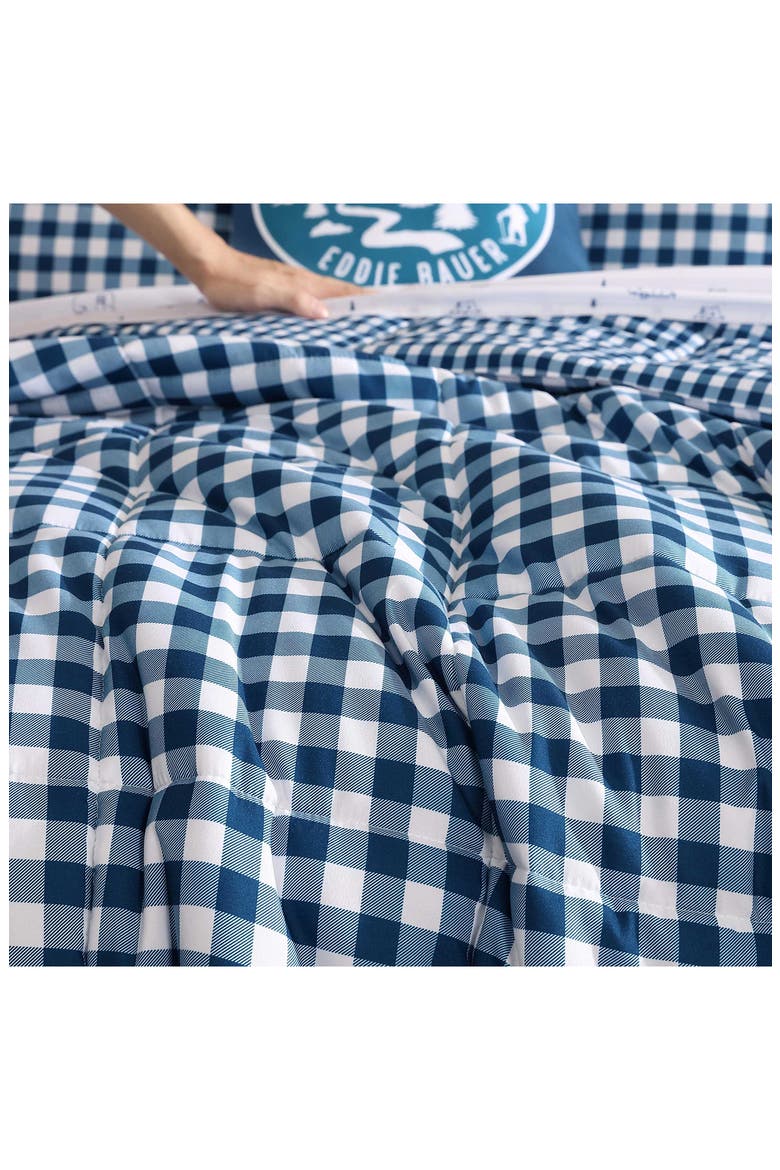 Preston Check Microfiber Comforter Set, Alternate, color, WHITE/ COSMO BLUE