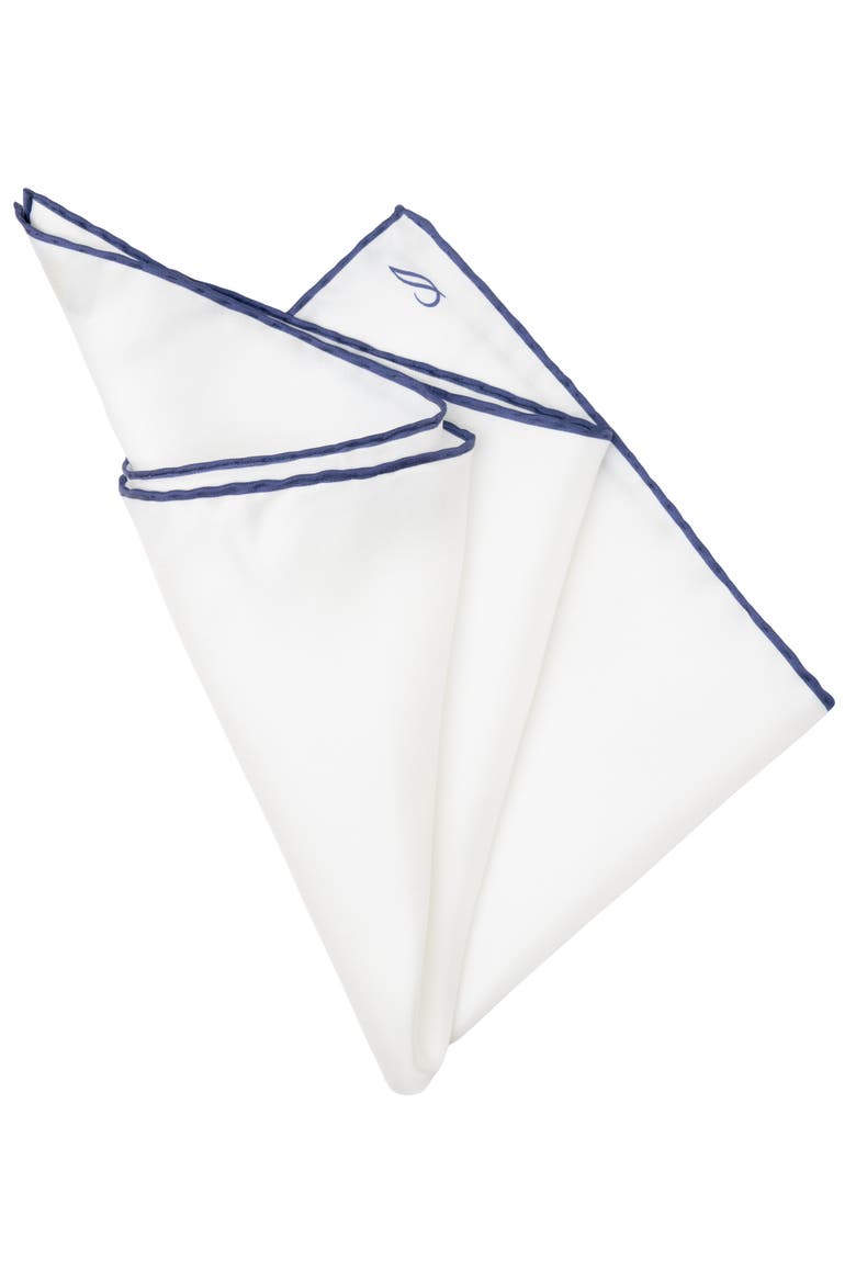 Mont Blanc - Silk Pocket Square for Men, Main, color, Navy