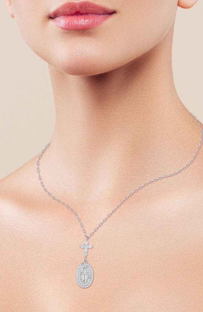 GLAZE JEWELRY Mary Pendant Necklace, Alternate, color, Silver