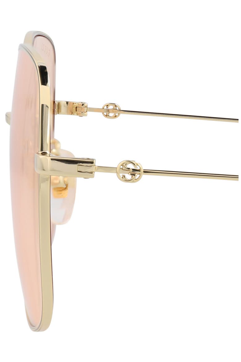 59mm Rectangular Sunglasses, Alternate, color, GOLD GOLD PINK