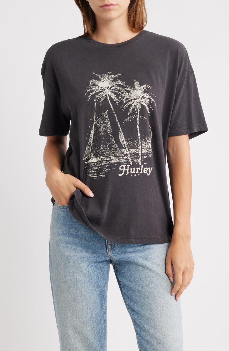 Hurley Fair Winds Relaxed Fit Graphic T-Shirt, Main, color, Off Black