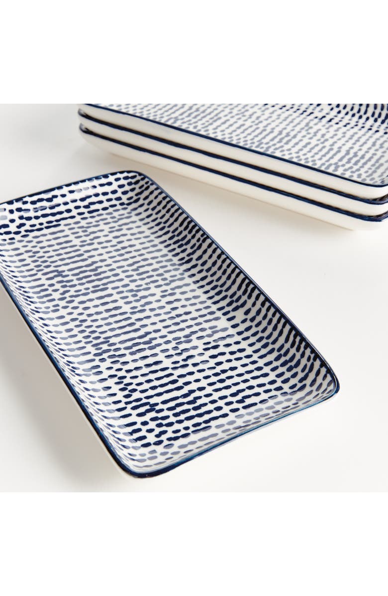 Napa Home & Garden Stria Speckled 8" Trays, Set of 4 - Dark Blue/White, Ceramic, Alternate, color, Blue