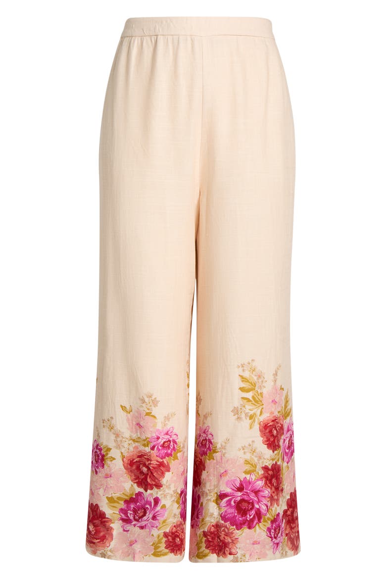 Floral Print Wide Leg Pants, Alternate, color, BUTTERCREAM