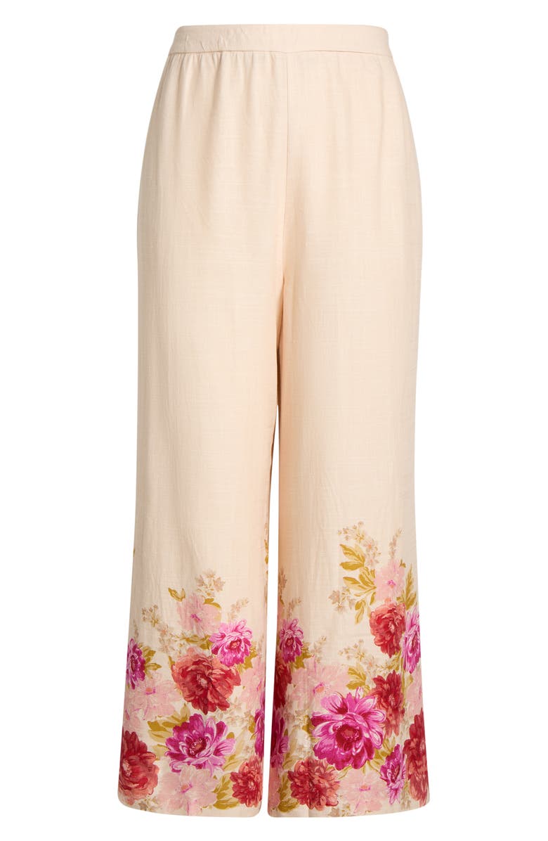 Halogen<sup>®</sup> Floral Print Wide Leg Pants, Alternate, color, Buttercream