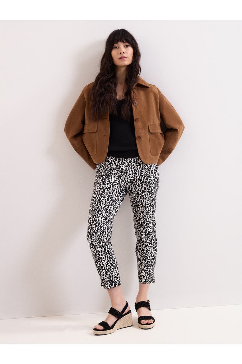 Carmella Printed Cropped Trousers, Main, color, Black/Ivory