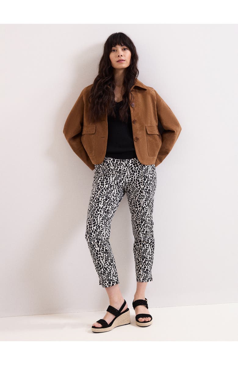 Phase Eight Carmella Printed Cropped Trousers, Main, color, Black/Ivory