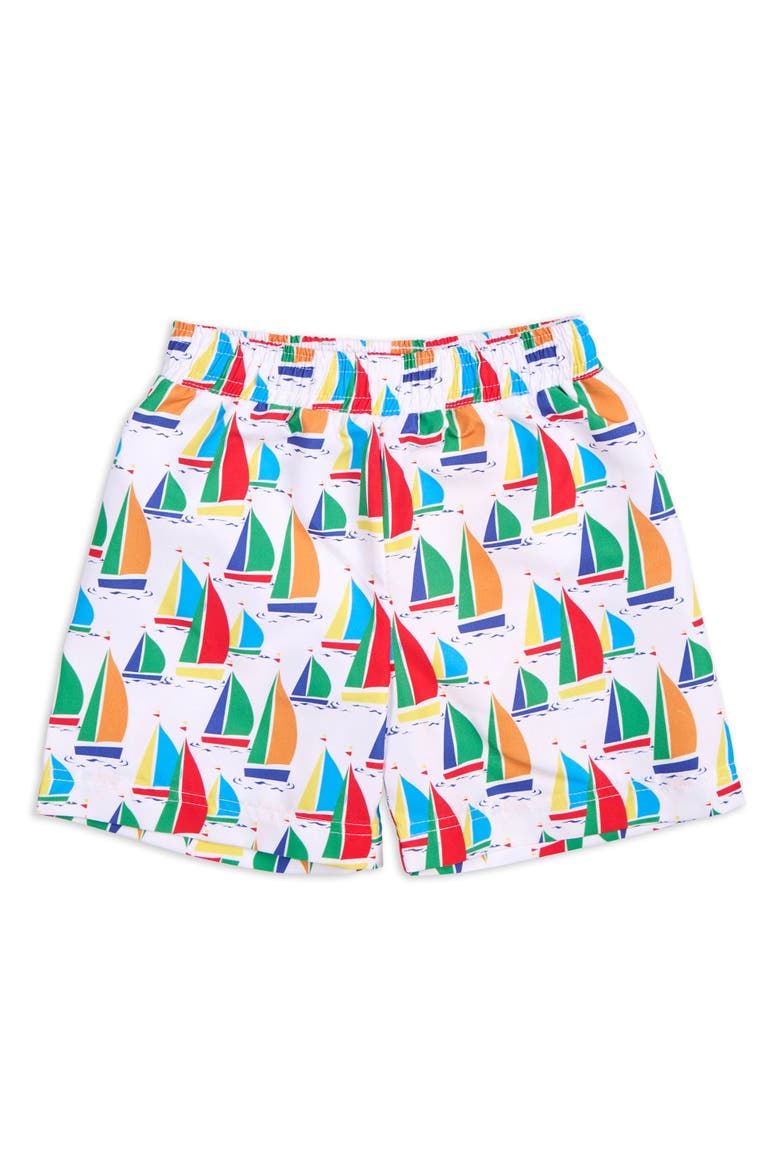 Sailboat Print Swim Trunk, Main, color, White / Multicolor