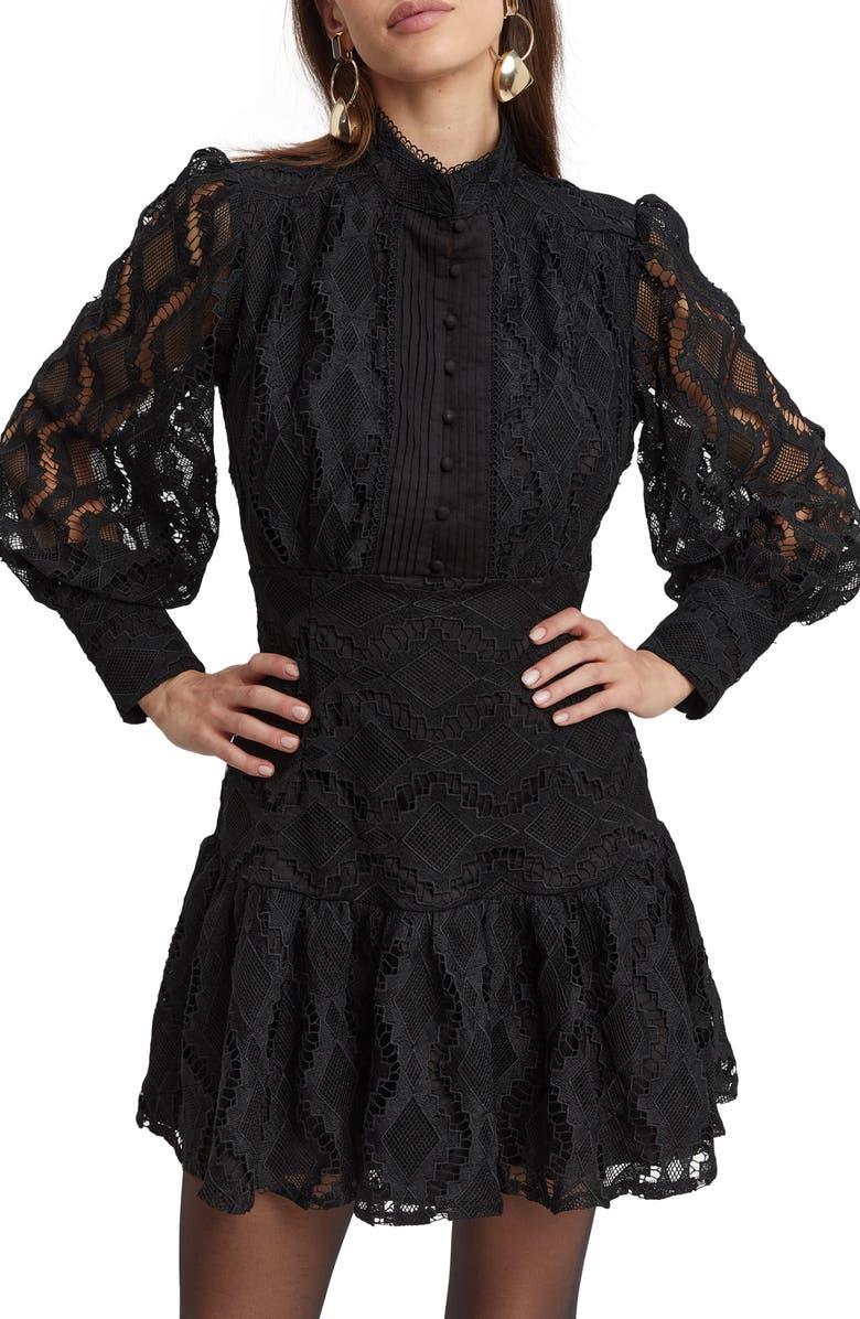 Bardot Remy Lace Long Sleeve Minidress, Alternate, color,