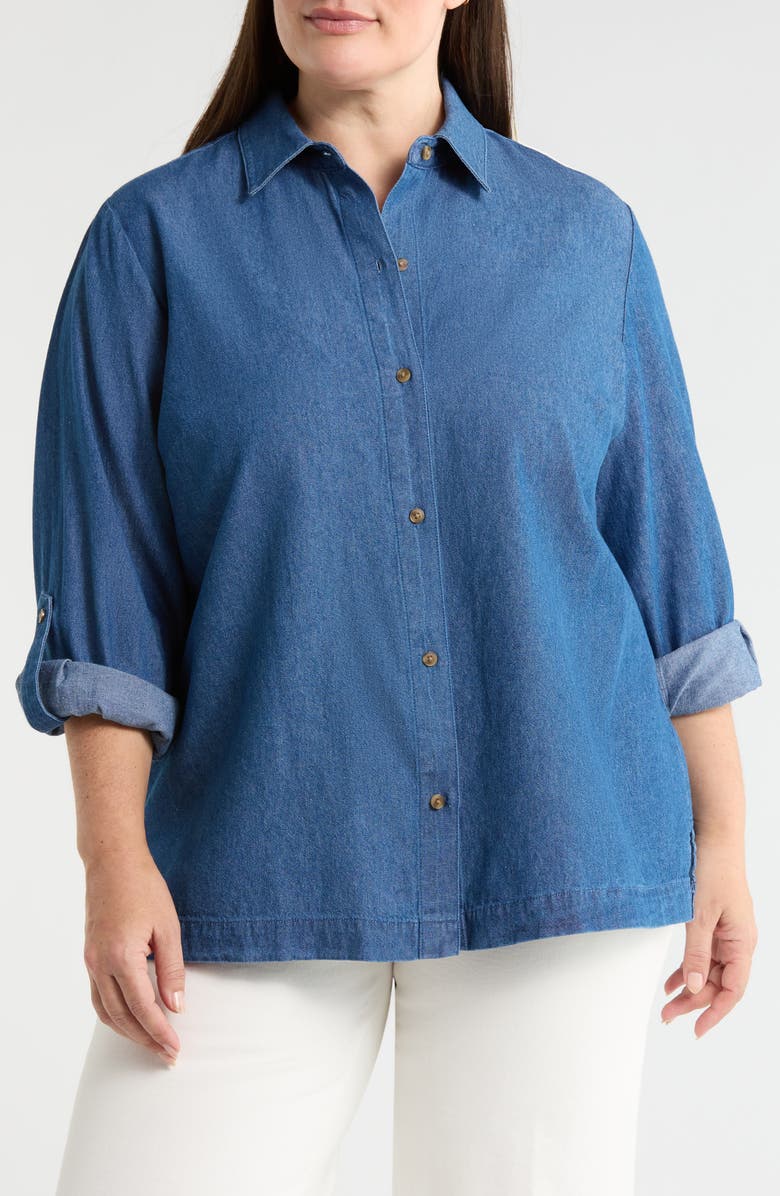Jones New York Chambray Shirt, Main, color, Libra Wash