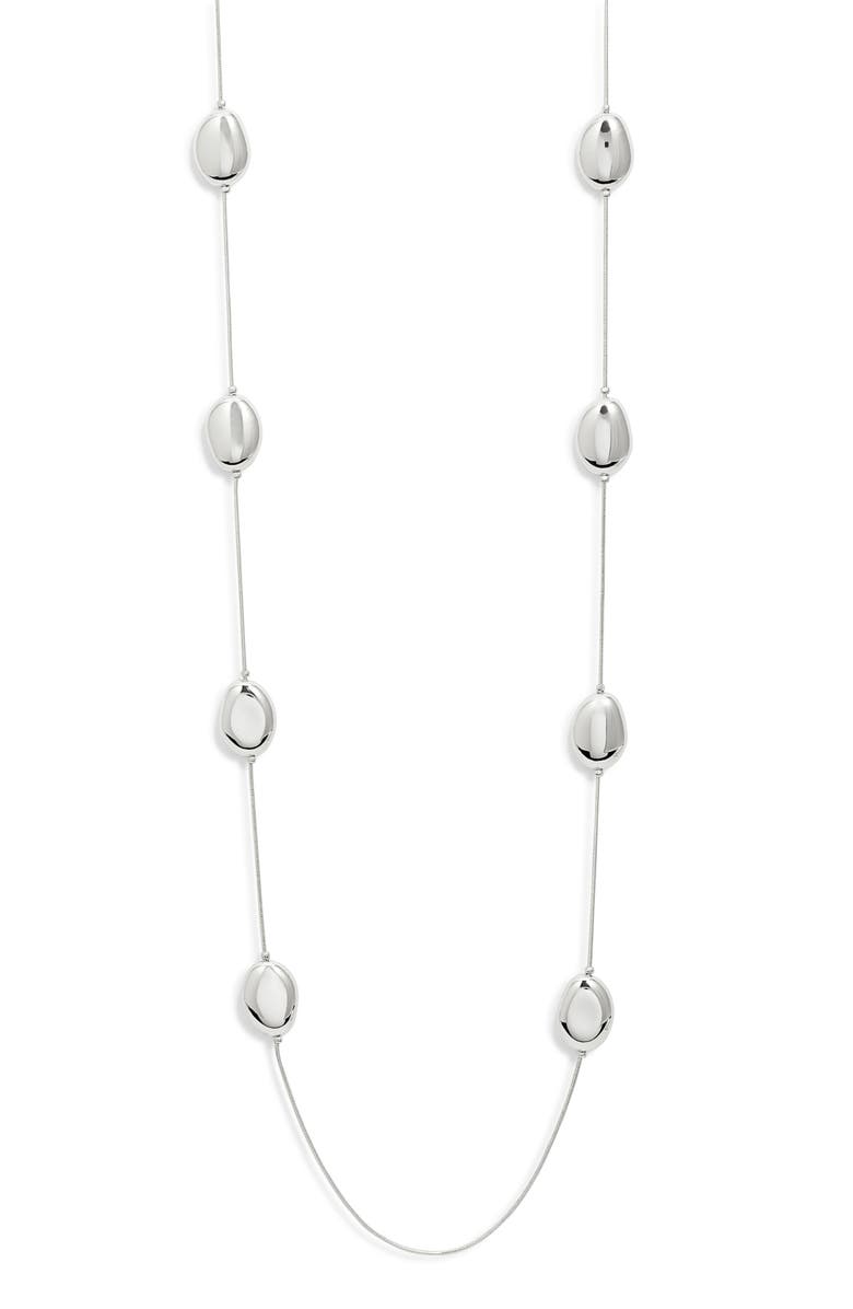 Nordstrom Pebble Station Long Necklace, Main, color, Silver