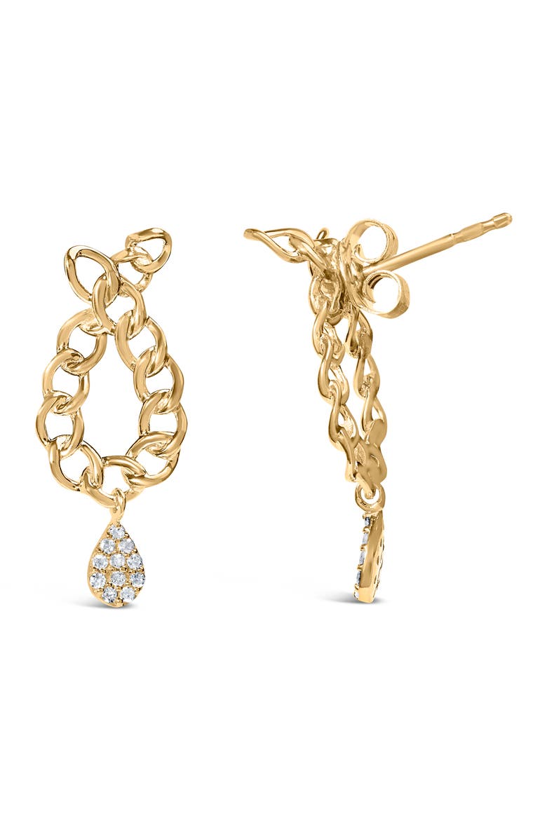 14K Yellow Gold Plated Silver 1/10 Cttw Diamond Chain Link Teardrop Earrings, Alternate, color, Yellow