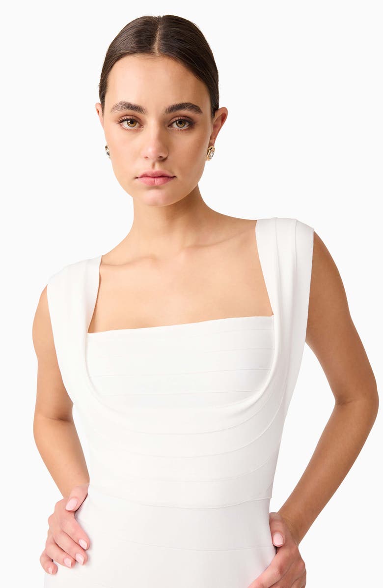Elliatt Fiona Square Neck Drape Back Column Gown, Alternate, color, White