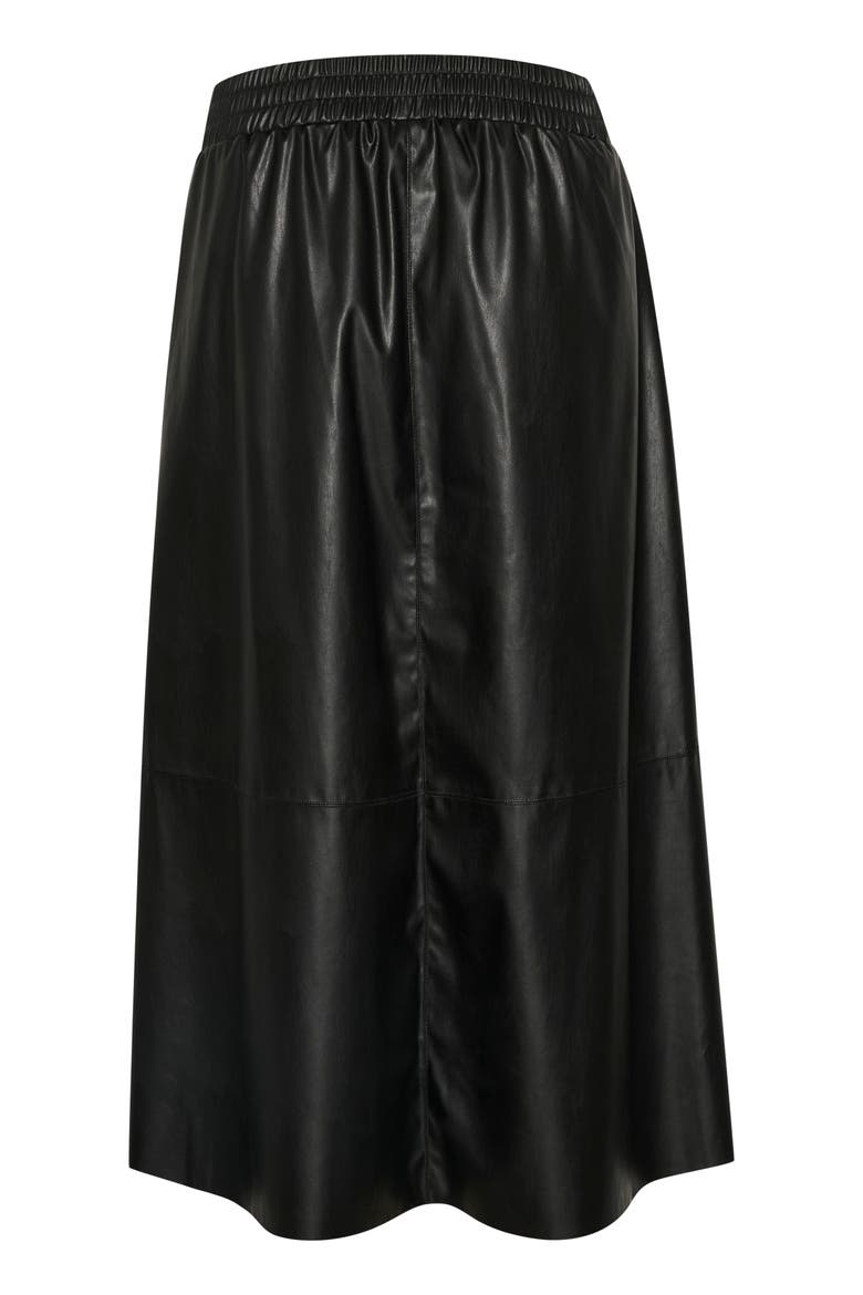 Kamikka Faux Leather A-Line Midi Skirt, Alternate, color, Black Deep